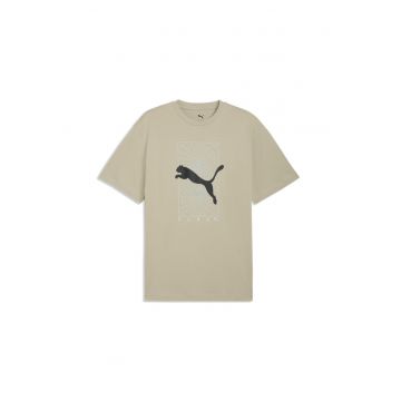 Tricou regular-fit cu imprimeu - Negru/Maro camel/Albastru glaciar
