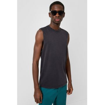 Tricou uni cu decolteu la baza gatului - Gri antracit