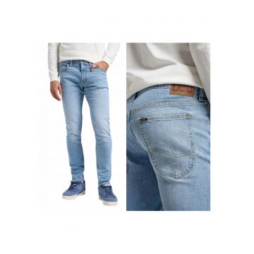 Blugi Barbati -  Luke - Skinny Fit - Talie Medie - Fermoar - Lungi - 5 Buzunare - Bumbac - Albastru - Albastru