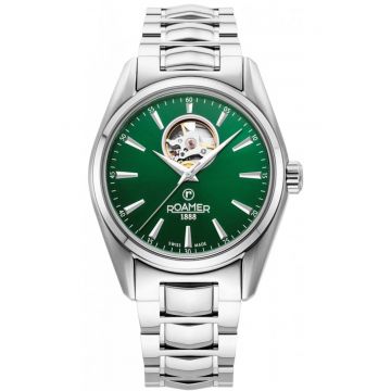 Ceas barbatesc  984985 41 75 20 - clasic - cu inima deschisa - verde