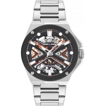 Ceas de lux pentru barbati  SL.09.2264.1.02 - fashion schelet portocaliu
