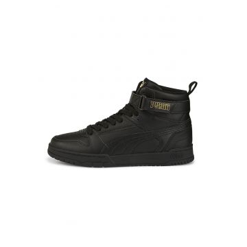 Pantofi sport high-top unisex cu insertii din piele RBD Game - Auriu/Negru stins