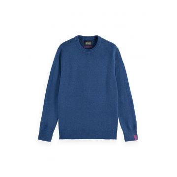 Pulover regular fit tricotat fin - Albastru inchis