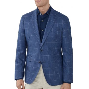 Sacou din amestec de matase si lana - in carouri  HM443310R - Albastru