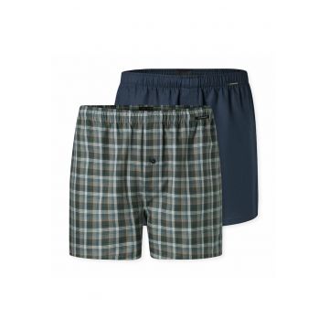 Set de boxeri de bumbac cu talie elastica - 2 perechi - Verde/Albastru