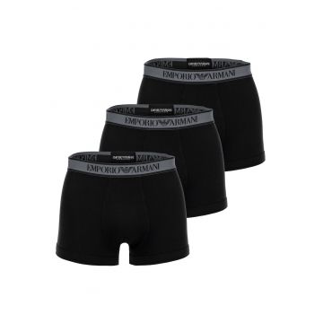 Set de boxeri din amestec de bumbac cu banda logo in talie - 3 perechi - Negru