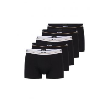 Set de boxeri din amestec de bumbac - cu banda logo in talie - 5 perechi - Negru