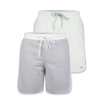Set de pantaloni de trening scurti cu garnituri contrastante - 2 perechi - Gri/Verde pal