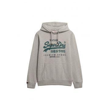 SUPERDRY - Hanorac regular fit de bumbac cu imprimeu logo - Gri deschis