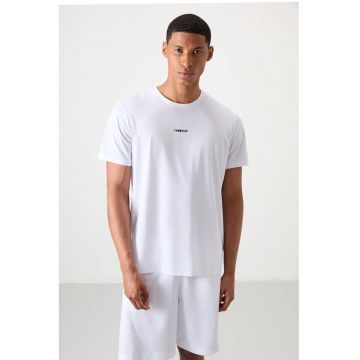 Tricou  alb - croiala Regular Fit - cu logo - elastic - 84% poliester - 16% elastan