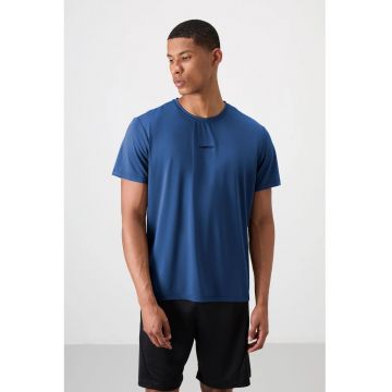 Tricou barbatesc -  regular-fit - elastic - albastru marocan - poliester si elastan