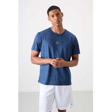 Tricou barbati -  Bird's Eye - Albastru Moroccan - poliester