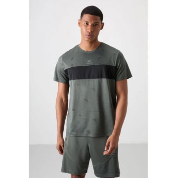 Tricou barbati -  color-blocked - verde kaki - poliester