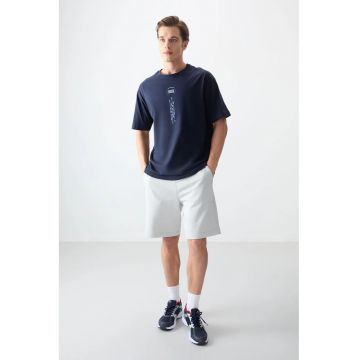 Tricou barbati -  croiala supradimensionata - bleumarin - 100% bumbac