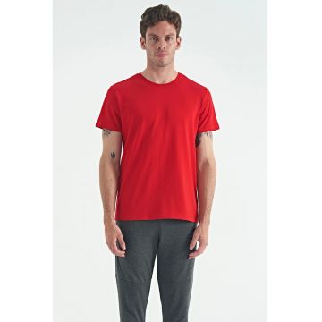 Tricou  barbati - elastic - rosu - bumbac cu elastan