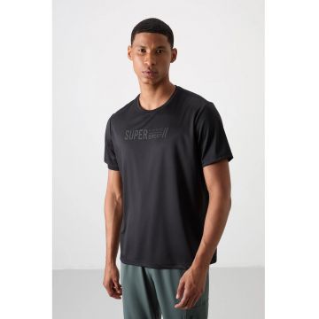 Tricou  barbati - imprimeu - negru - poliester