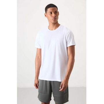 Tricou barbati -  regular fit - elastic - alb - poliester cu elastan