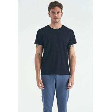 Tricou barbati -  regular fit - elastic - negru - bumbac cu elastan