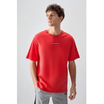 Tricou barbati -  supradimensionat - imprimeu pe spate - rosu - bumbac