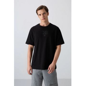 Tricou barbati -  supradimensionat - negru - bumbac si poliester