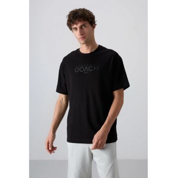 Tricou barbati  supradimensionat - negru - bumbac si poliester
