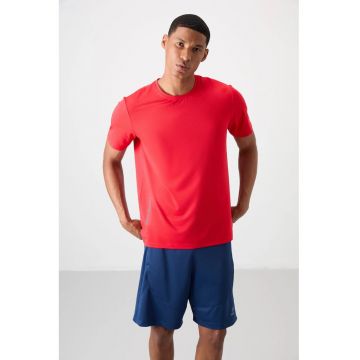 Tricou  guler rotund - croiala regular fit - elastic - rosu - poliester-elastan