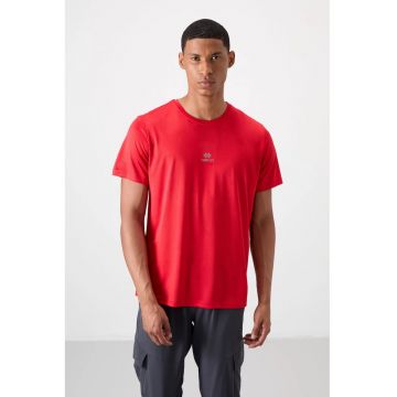 Tricou  guler rotund - model Bird's Eye - rosu - 100% poliester