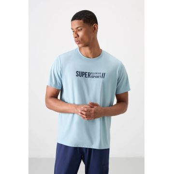 Tricou  imprimeu - albastru deschis - poliester
