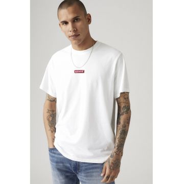 Tricou lejer de bumbac - Rosu inchis/Alb optic