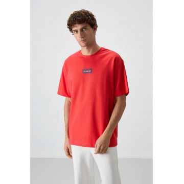 Tricou  Oversized - rosu - 80% bumbac - 20% poliester