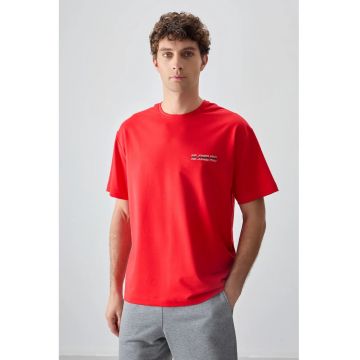 Tricou  oversized - rosu - bumbac - pentru barbati