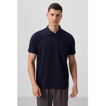 Tricou Polo  bumbac-elastan - bleumarin - cu buton