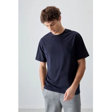Tricou  supradimensionat - elastic - albastru marin - pentru barbati