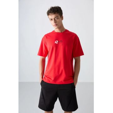 Tricou supradimensionat -  rosu - bumbac - poliester - lycra - imprimeu logo pe spate