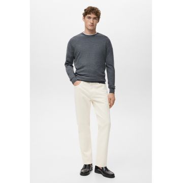 Blugi crop cu croiala conica Ben - Alb