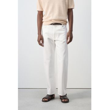 Blugi relaxed-fit cu talie medie - Alb