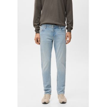 Blugi slim-fit cu aspect decolorat - Albastru pastel
