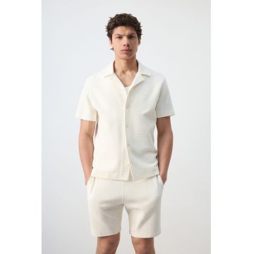 Camasa regular fit cu maneci scurte - Alb murdar