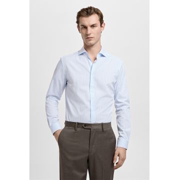 Camasa slim-fit cu dungi - Alb/Albastru lavanda