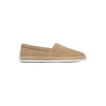 Espadrile barbati  piele intoarsa - bej - stil casual - varf rotund