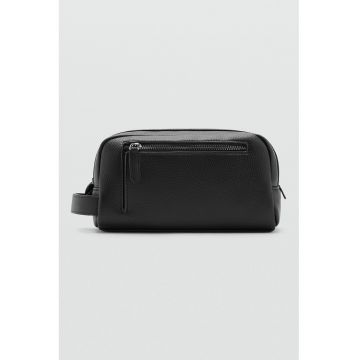 Geanta crossbody din piele ecologica cu fermoar - Negru