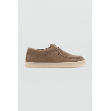 Mocasini din piele intoarsa - Maro camel