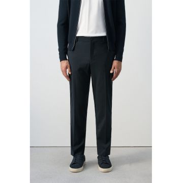 Pantaloni cargo slim fit din amestec de lana - Albastru ultramarin