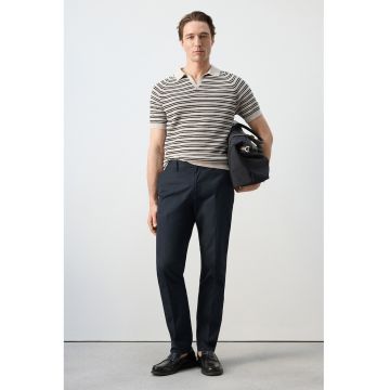 Pantaloni Chino din bumbac cu croaia slim-fit - Bleumarin