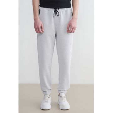 Pantaloni de trening cu buzunare cu fermoar - Gri deschis melange