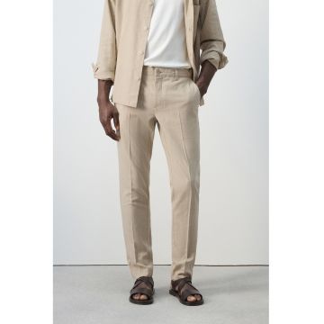 Pantaloni din amestec de in - Bej