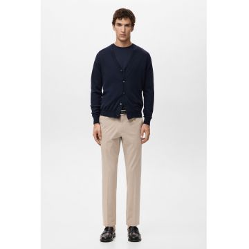 Pantaloni eleganti slim fit cu talie medie - Bej deschis