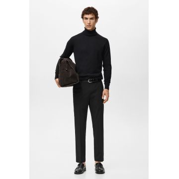 Pantaloni eleganti slim fit cu talie medie - Negru
