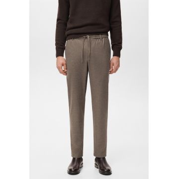 Pantaloni jogger conici cu snur - Maro melange