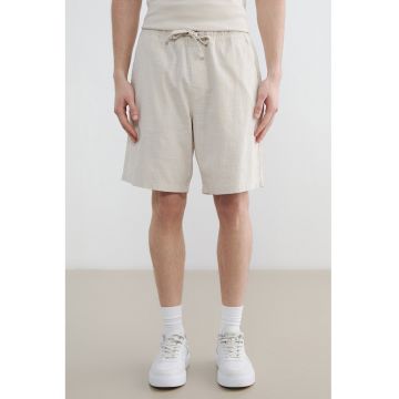 Pantaloni scurti de bumbac cu snururi - Alb murdar